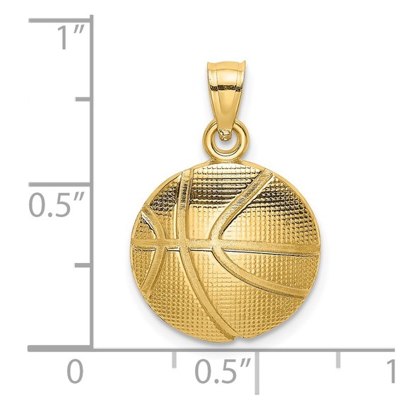 14k Yellow Gold Genuine Sports 2-D Textured Basketball Charm - Picture 4 of 5